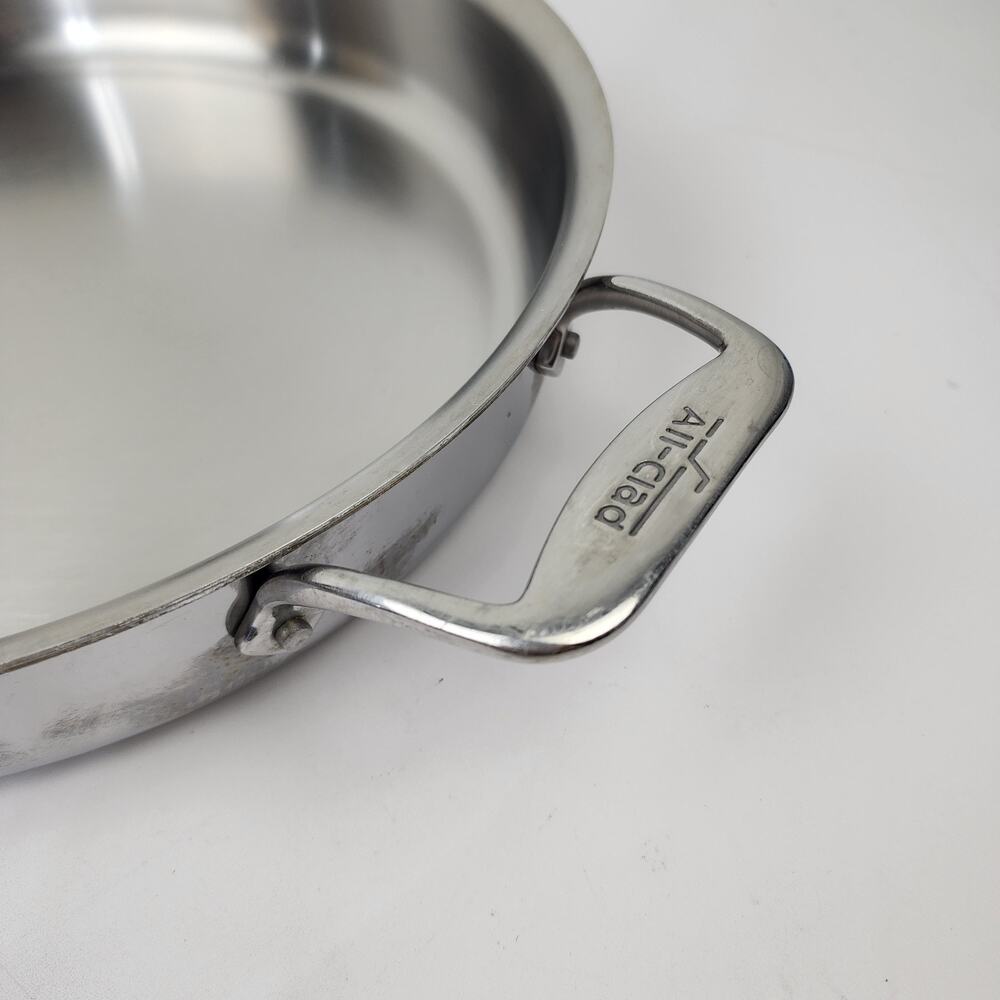 All Clad 6qt Skillet Saute Frying Pan With Lid 13" Stainless Steel Double Handle - Picture 6 of 12